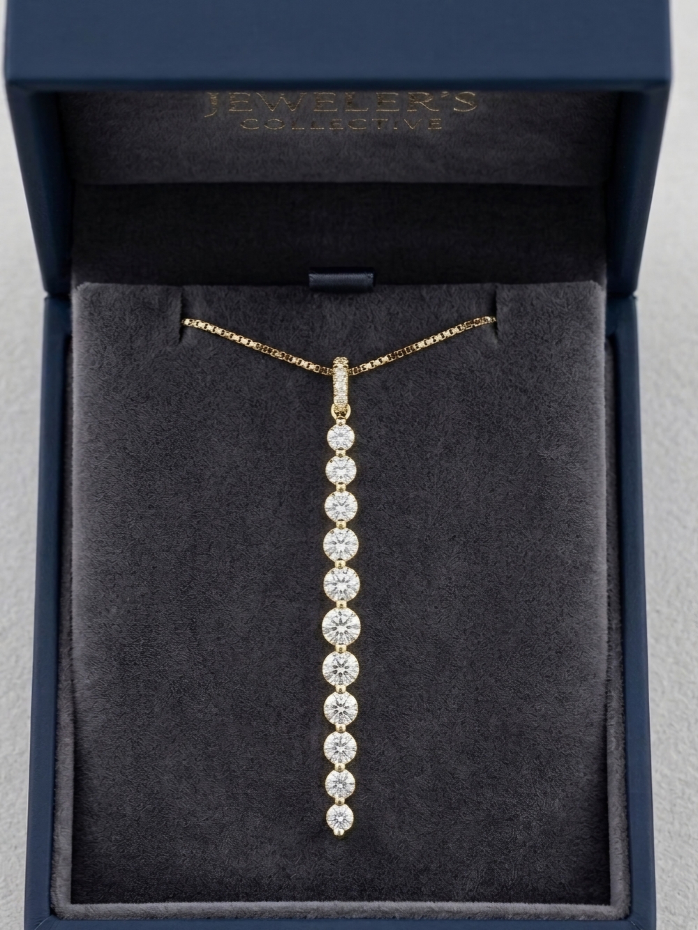 Moissanite 1.6 CTW Gold Lariat Pendant Necklace